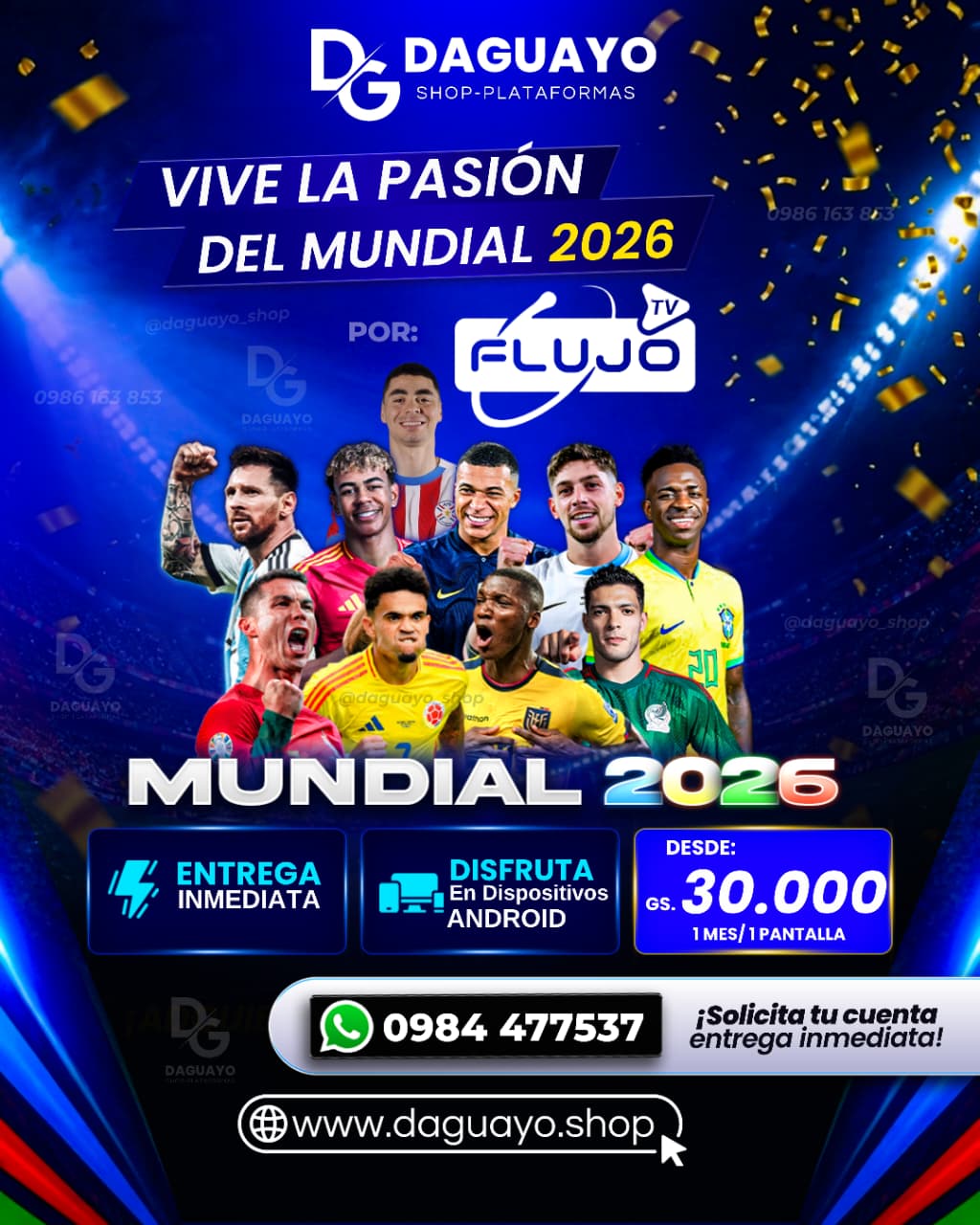 Flyer TODOS LOS PARTIDOS DEL MUNDIAL POR FLUJO TV